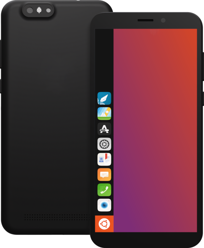 An image of a PinePhone running Ubuntu Touch.