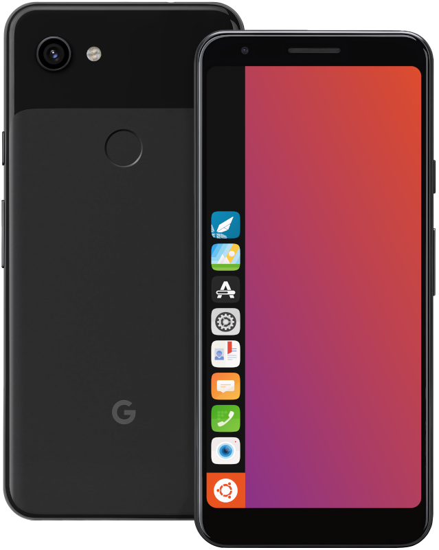 An image of a Google Pixel 3A running Ubuntu Touch.